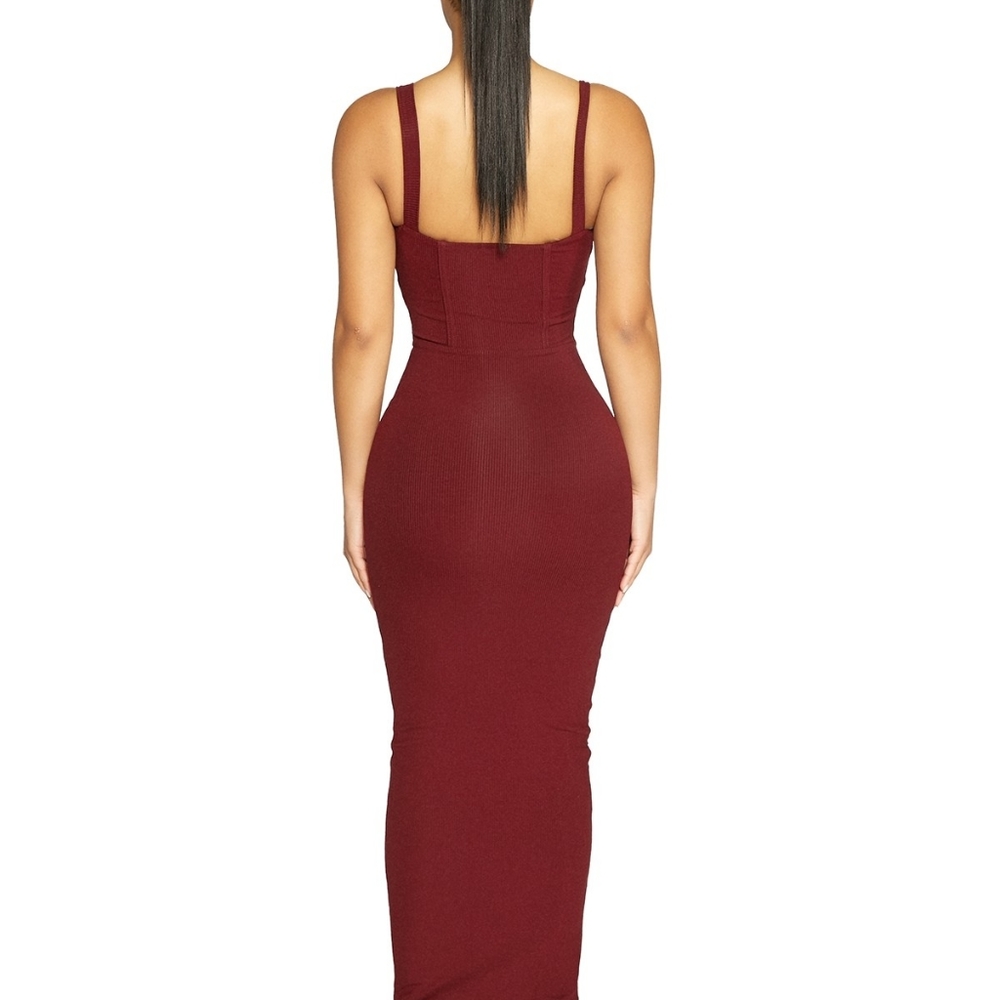 NWT Wine Baby Snatched NAKED WARDROBE BodyCon Midi Dress XS Burgundy Bustier xxs - Picture 3 of 9